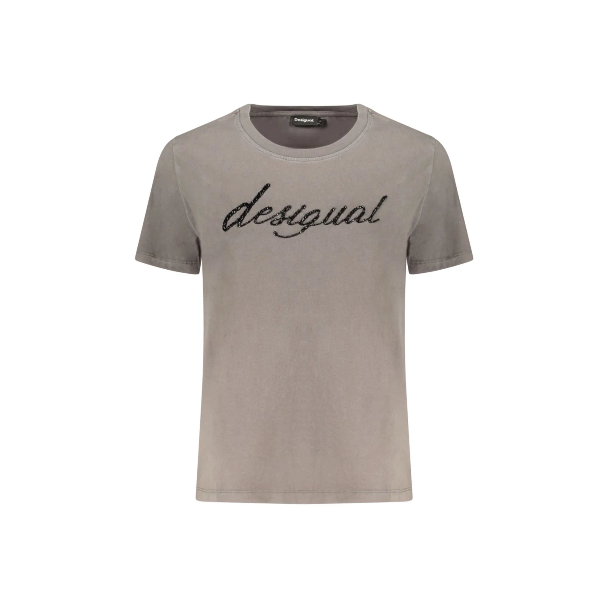 DESIGUAL T-SHIRT MANICHE CORTE DONNA GRIGIO