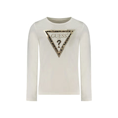 Guess Jeans T-Shirt Maniche Lunghe Bambina Bianca Stampa Logo