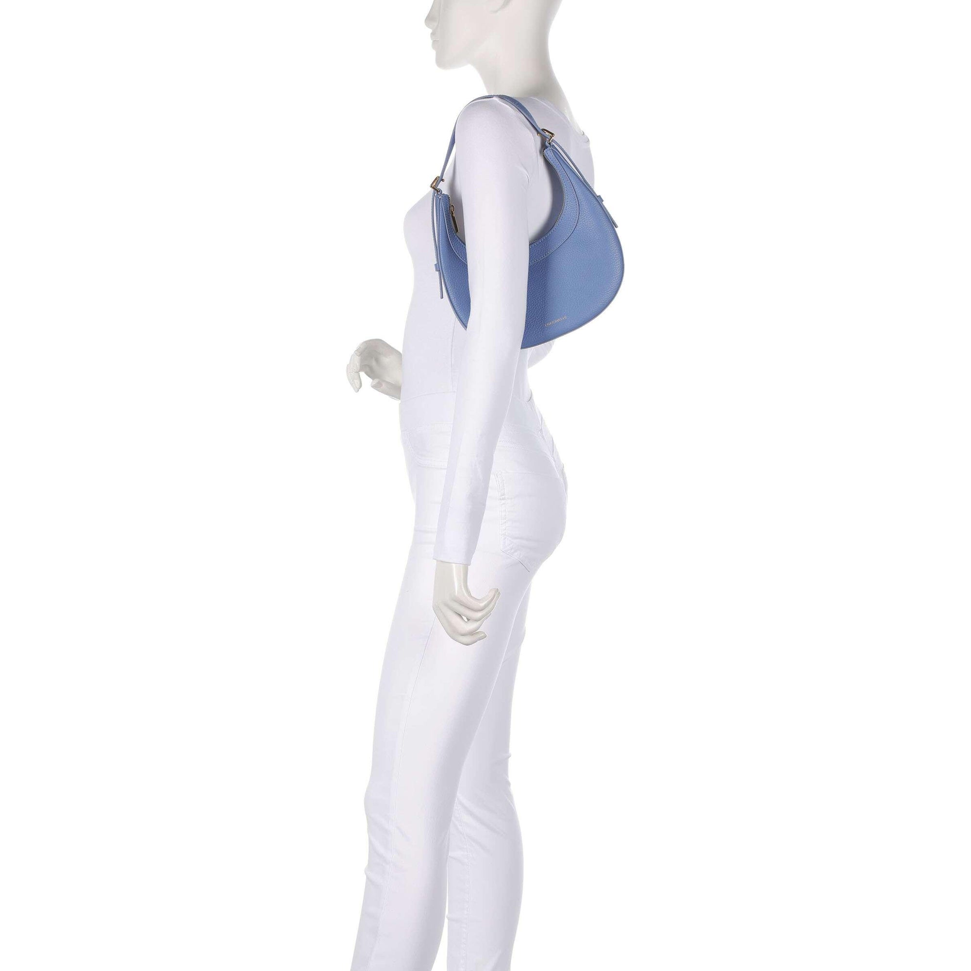 COCCINELLE Borsa Donna a Spalla e Tracolla Blu, In Vera Pelle, Whisper