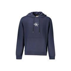 Calvin Klein Felpa Uomo Blu Cappuccio Garzata Tascone Ricamo