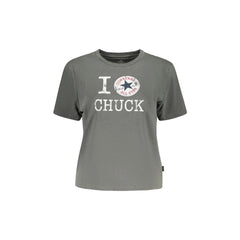 Converse T-Shirt Maniche Corte Donna Grigia Stampa Logo