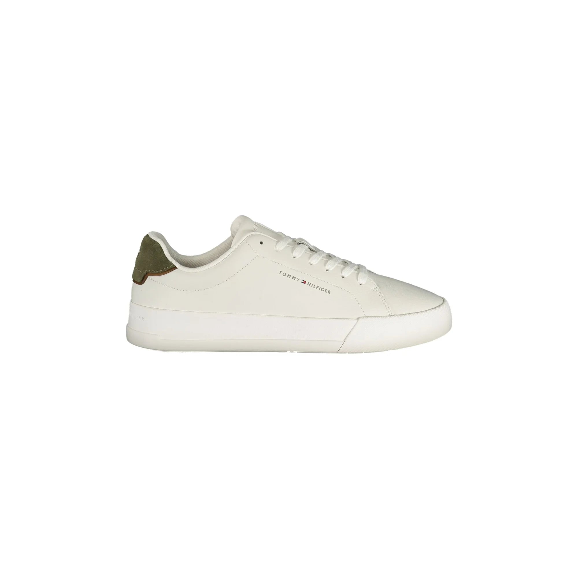 TOMMY HILFIGER Sneakers Uomo Bianche con Lacci e Dettagli Verdi Bianco - foto prodotto