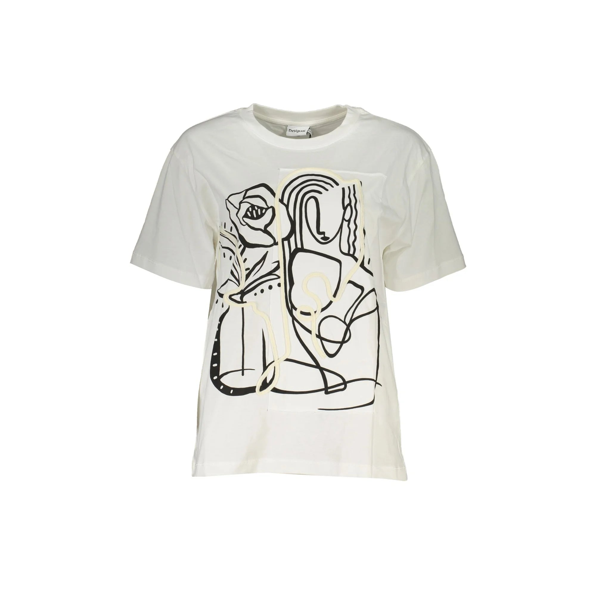 DESIGUAL T-SHIRT MANICHE CORTE DONNA BIANCO