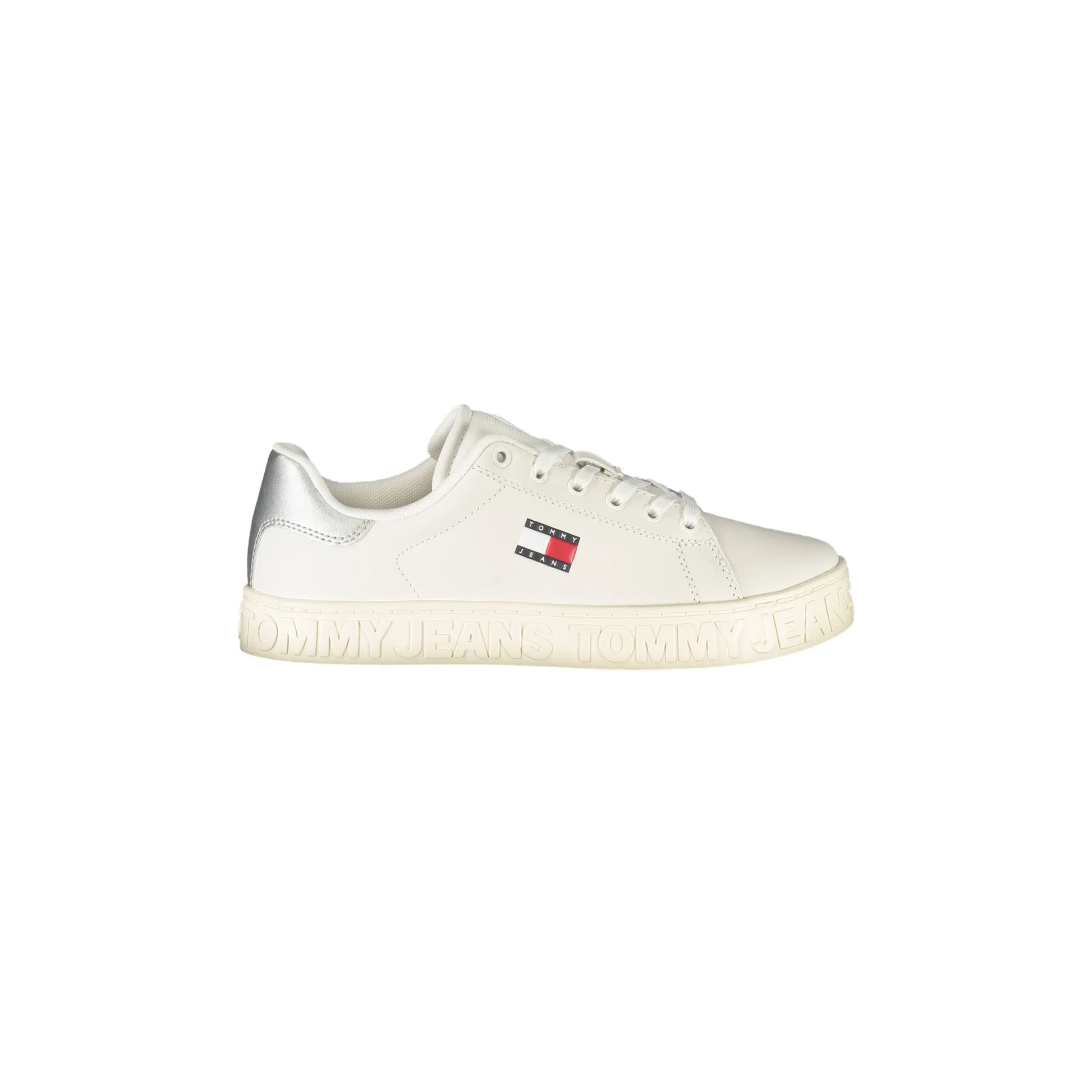TOMMY HILFIGER Sneakers Donna Bianche con Lacci e Dettagli Argento Bianco - foto prodotto