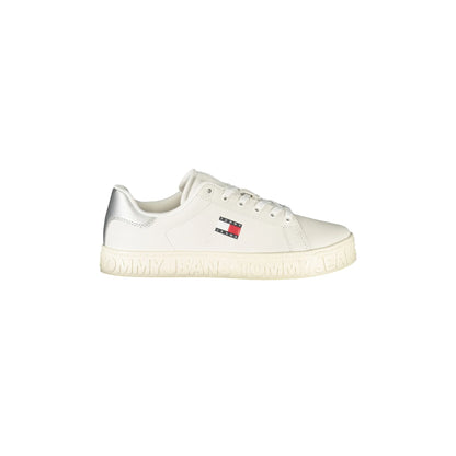 TOMMY HILFIGER Sneakers Donna Bianche con Lacci e Dettagli Argento Bianco - foto prodotto