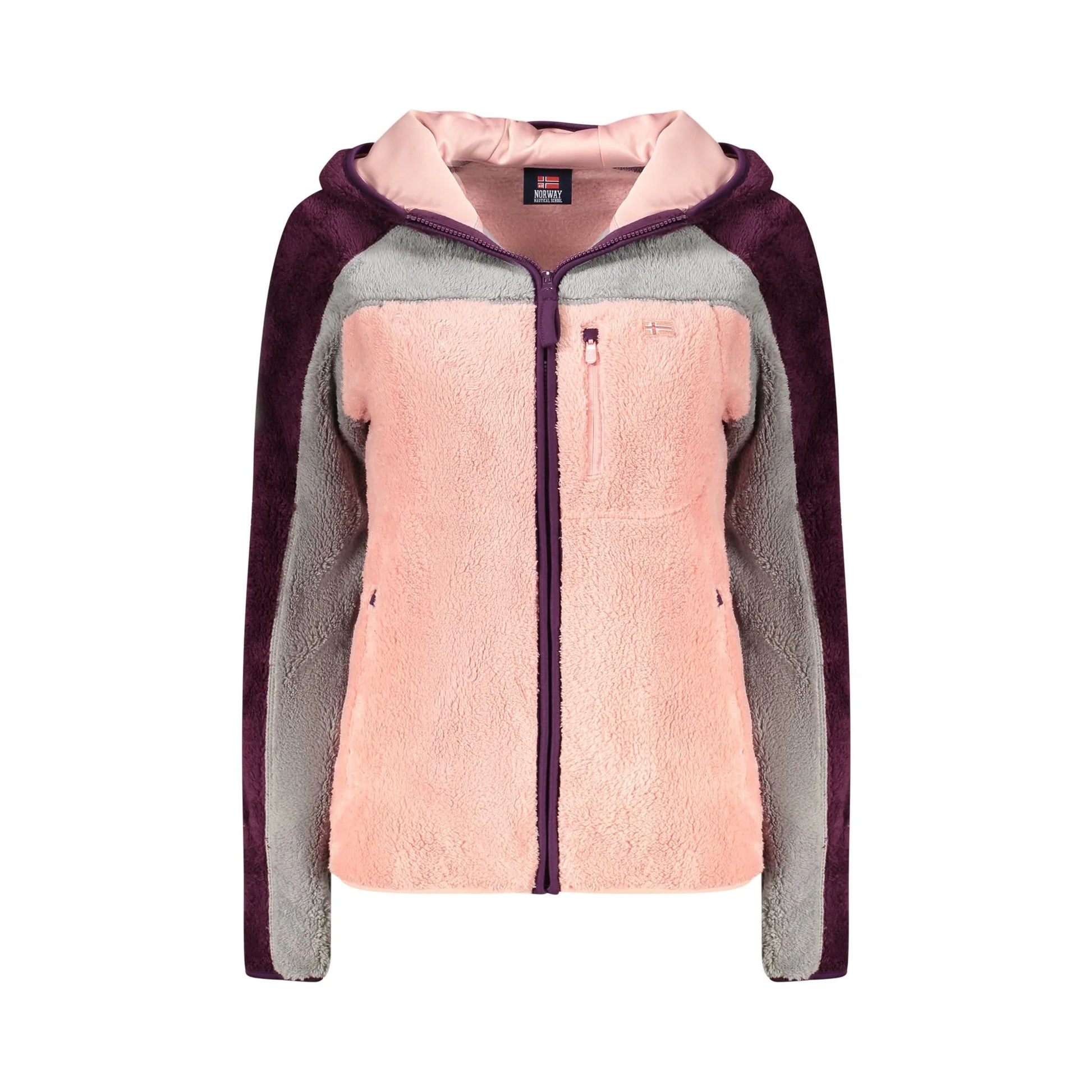 Norway 1963 Felpa Donna Rosa Zip Cappuccio Felpata Tasche Ricamo Logo Felpe - foto prodotto