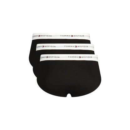 Tommy Hilfiger Slip Uomo Nero Tri-Pack Elastico Stampa Logo Intimo - vista 2