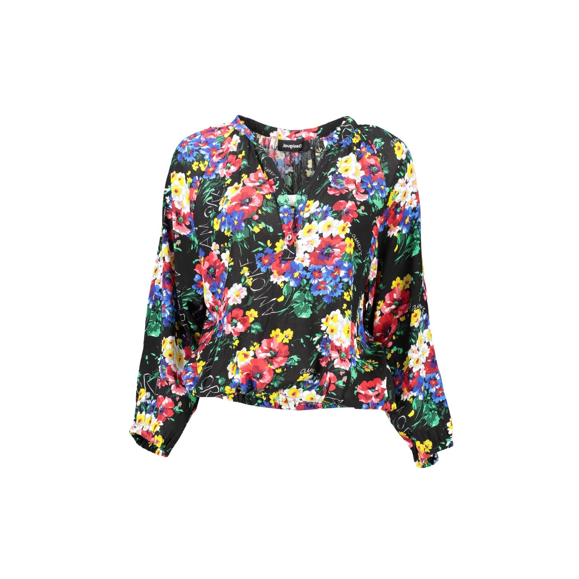 DESIGUAL T-SHIRT MANICHE LUNGHE DONNA NERO