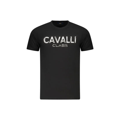 Cavalli Class T-Shirt Maniche Corte Uomo Nera Stampa Nero - foto prodotto