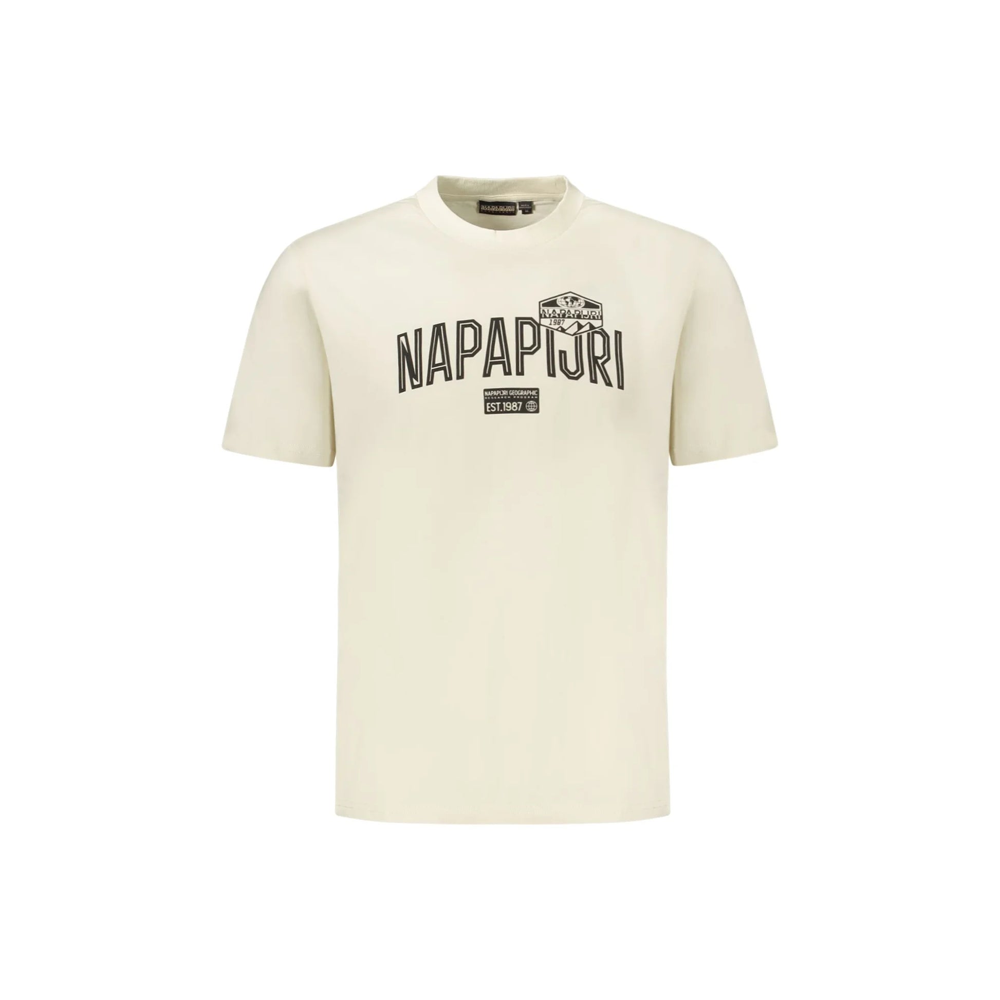 Napapijri T-Shirt Uomo Maniche Corte Girocollo Cotone Responsabile Logo Beige - foto prodotto
