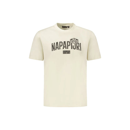 Napapijri T-Shirt Uomo Maniche Corte Girocollo Cotone Responsabile Logo Beige - foto prodotto