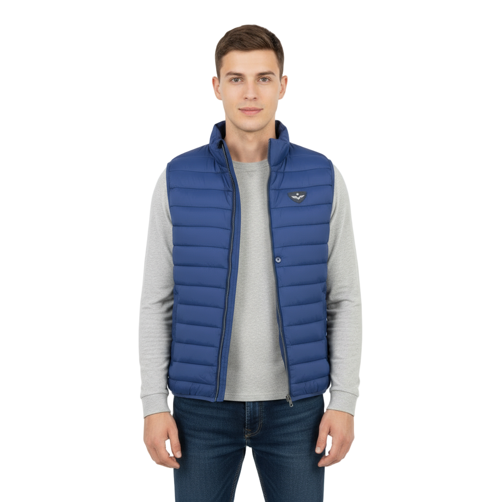 Armata di Mare Smanicato Uomo Blu con Zip e Logo