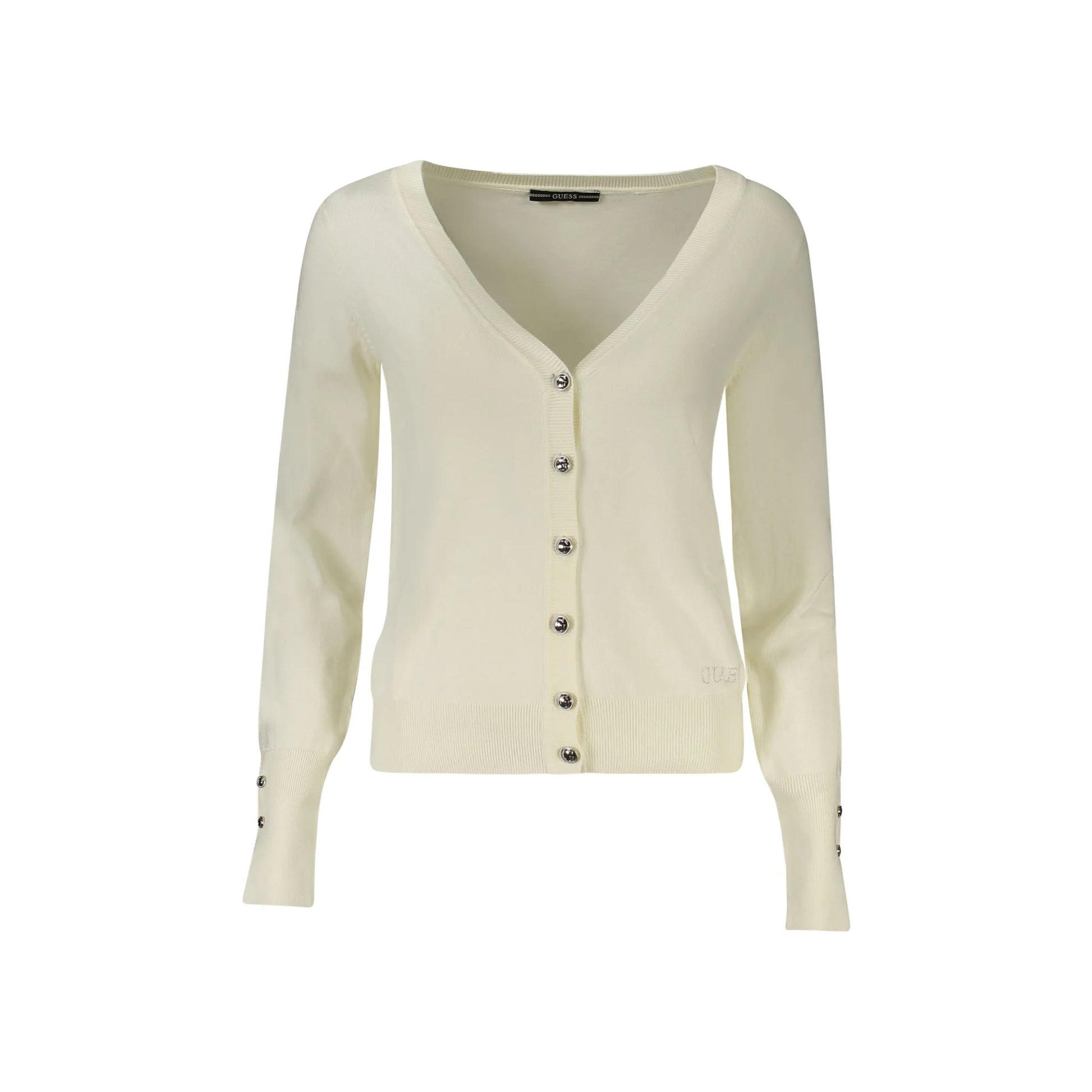 Guess Jeans Maglia Cardigan Donna Bianco Applicazioni Strass Maglie - foto prodotto