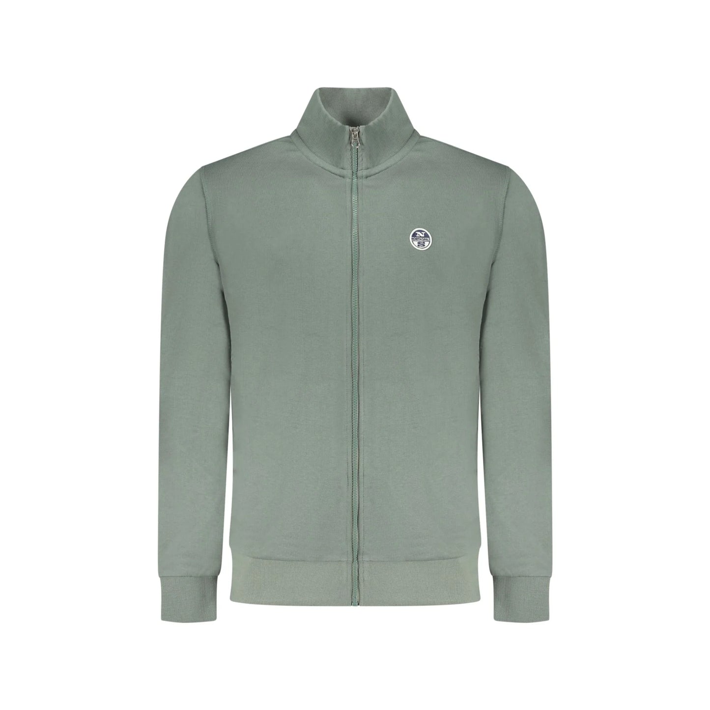 North Sails Felpa Uomo Zip Garzata Tasche Applicazione Logo Felpe Verde - foto prodotto