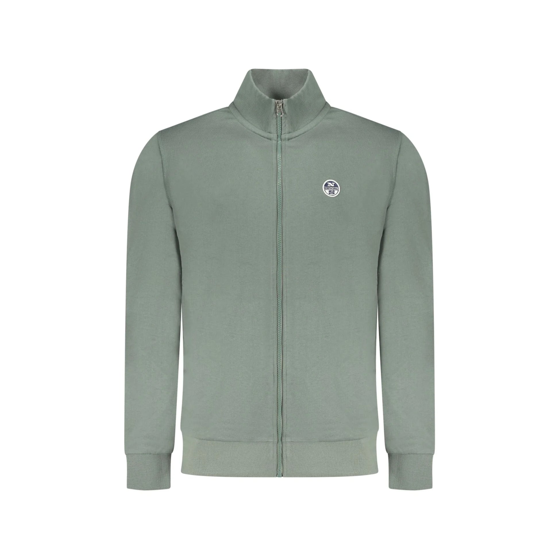 North Sails Felpa Uomo Zip Garzata Tasche Applicazione Logo Felpe Verde - foto prodotto
