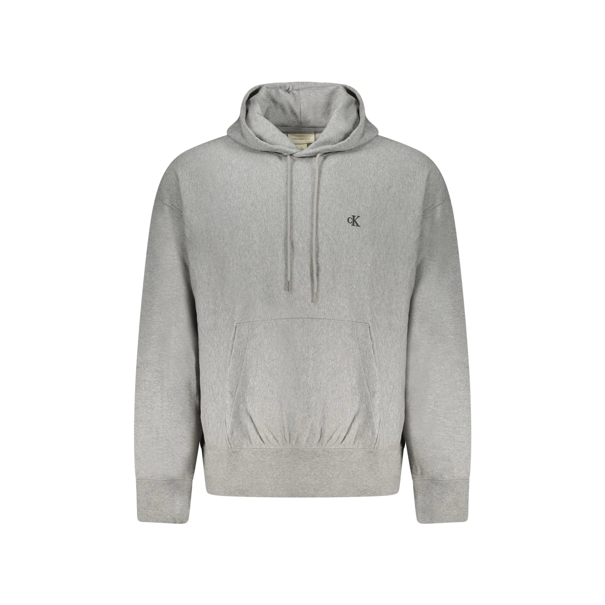 Calvin Klein Felpa Uomo Grigia Cappuccio Garzata Logo Felpe Grigio - foto prodotto