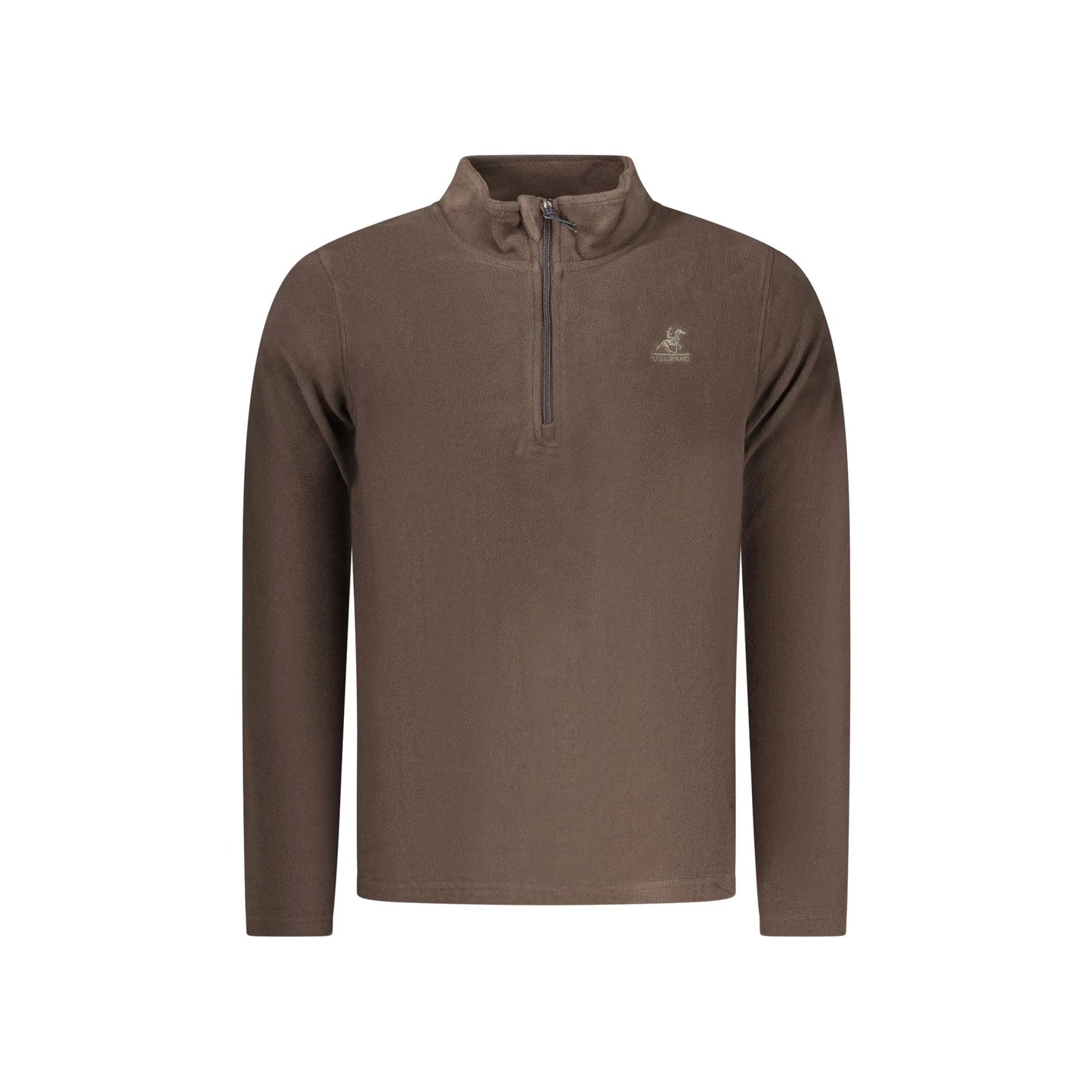 U.S. Grand Felpa Uomo Marrone Mezza Zip Pile Ricamo Logo Felpe - foto prodotto