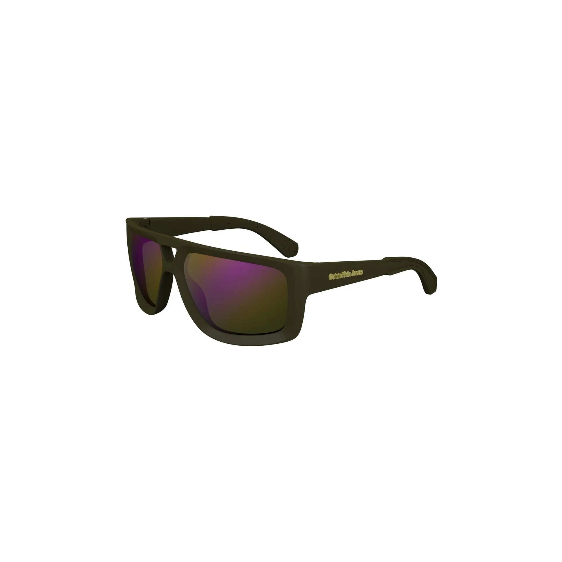 Calvin Klein Occhiali da Sole Uomo Verde Lente Quadrata Logo - vista 2