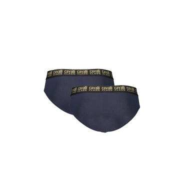 Cavalli Class Slip Uomo Blu Bi-Pack Elastico Stampa Logo Intimo - vista 2