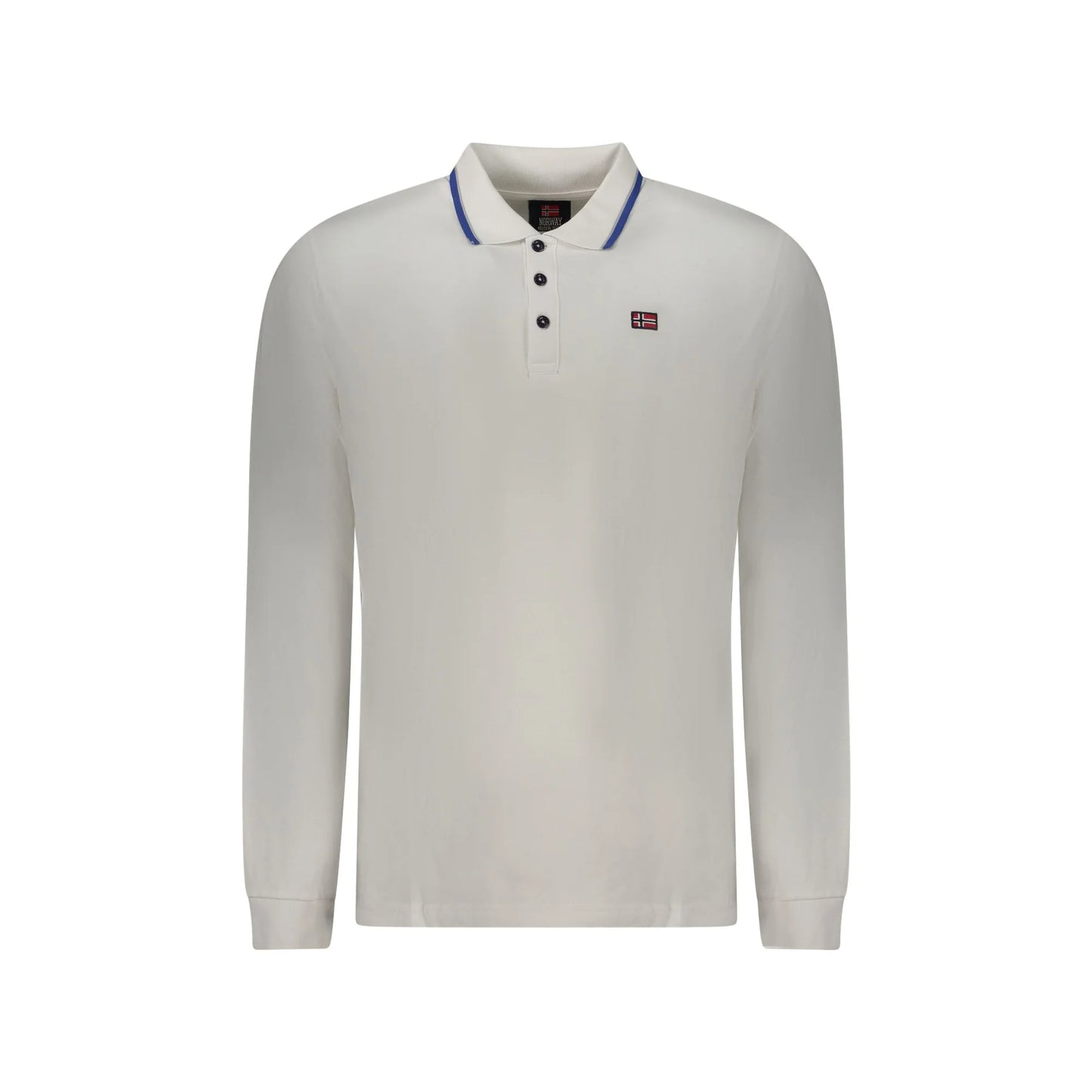 Norway 1963 Polo Uomo Bianca Maniche Lunghe Cotone Ricamo Logo Bianco - foto prodotto