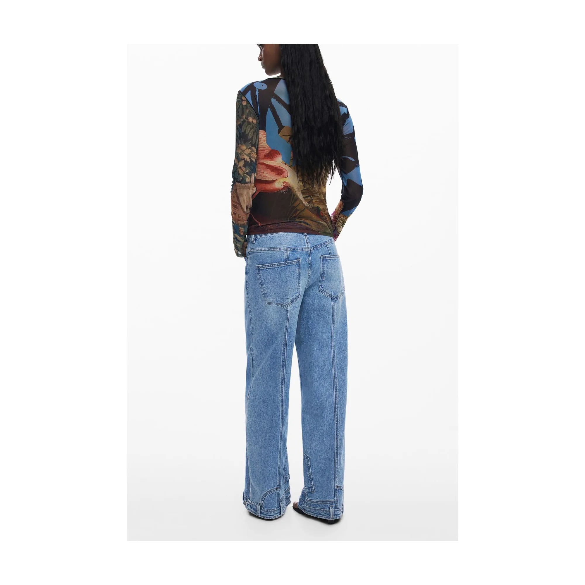 DESIGUAL T-SHIRT MANICHE LUNGHE DONNA NERO