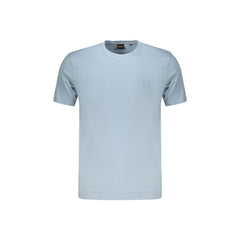 Boss T-Shirt Maniche Corte Uomo Azzurra Ricamo