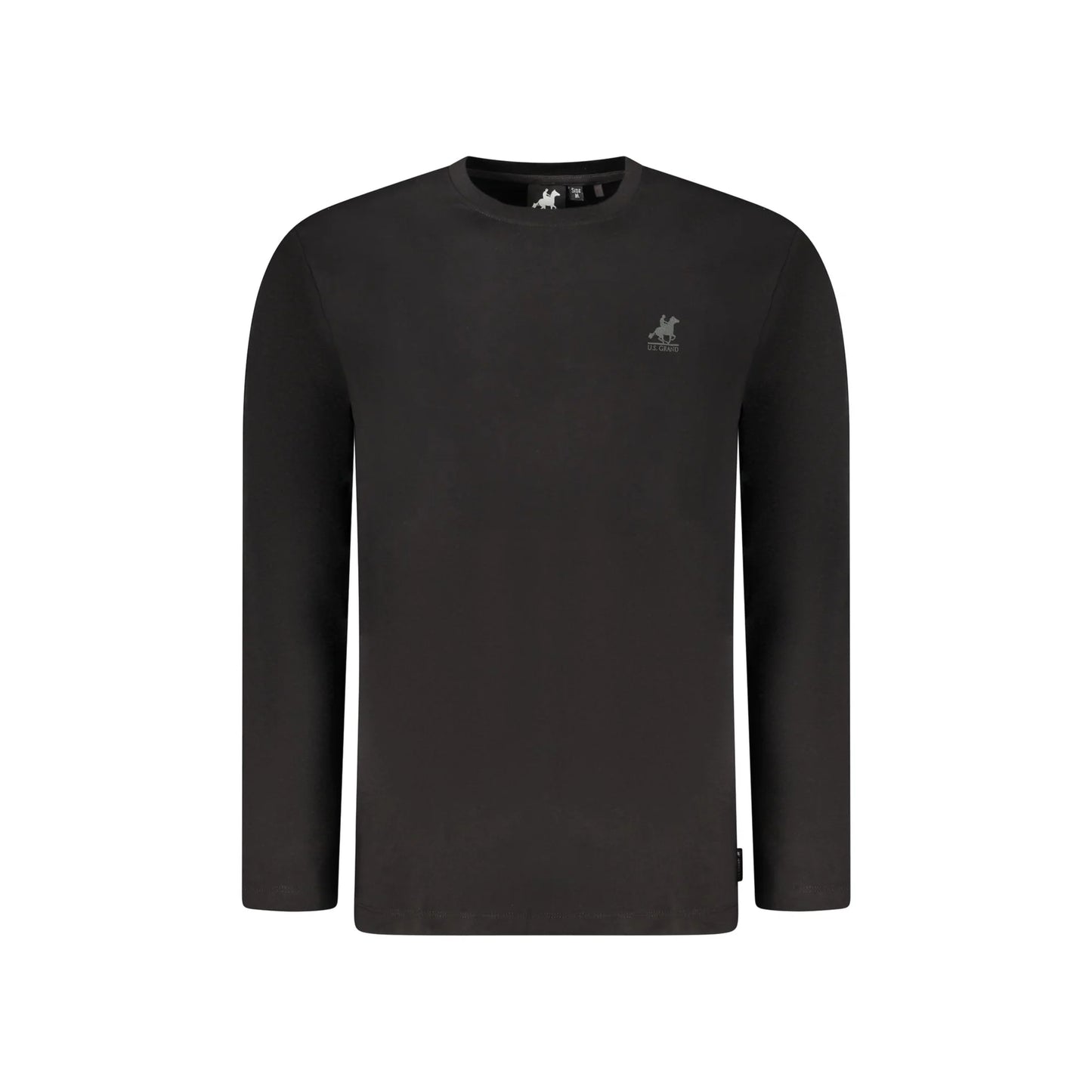 U.S. Grand T-Shirt Uomo Nera Maniche Lunghe Girocollo Logo Nero - foto prodotto