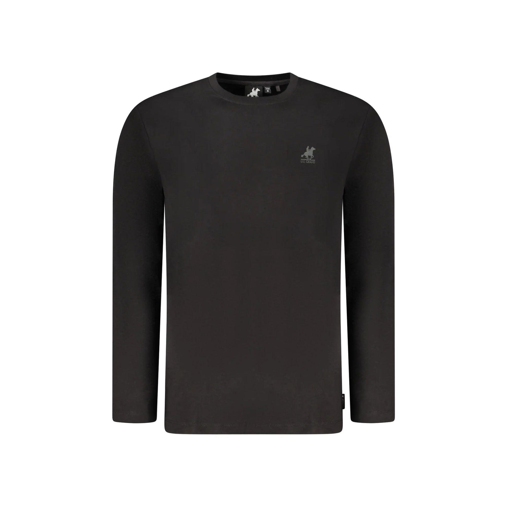 U.S. Grand T-Shirt Uomo Nera Maniche Lunghe Girocollo Logo Nero - foto prodotto