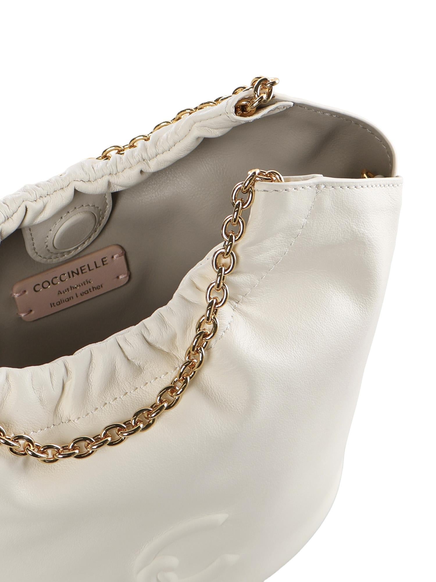 Coccinelle Borsa a Tracolla Pelle Donna Bianca Dettagli a Contrasto Borse bianco - vista 5