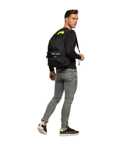 Tommy Hilfiger Zaino Uomo Nero Regolabile Stampa Logo Zaini - vista 2