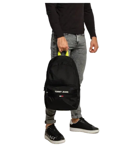 Tommy Hilfiger Zaino Uomo Nero Regolabile Stampa Logo