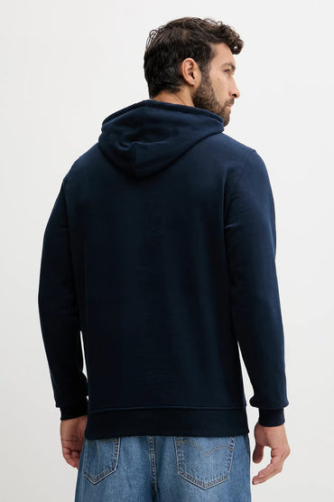 Tommy Hilfiger Felpa Uomo Blu Cappuccio Garzata Stampa Logo Felpe - vista 2