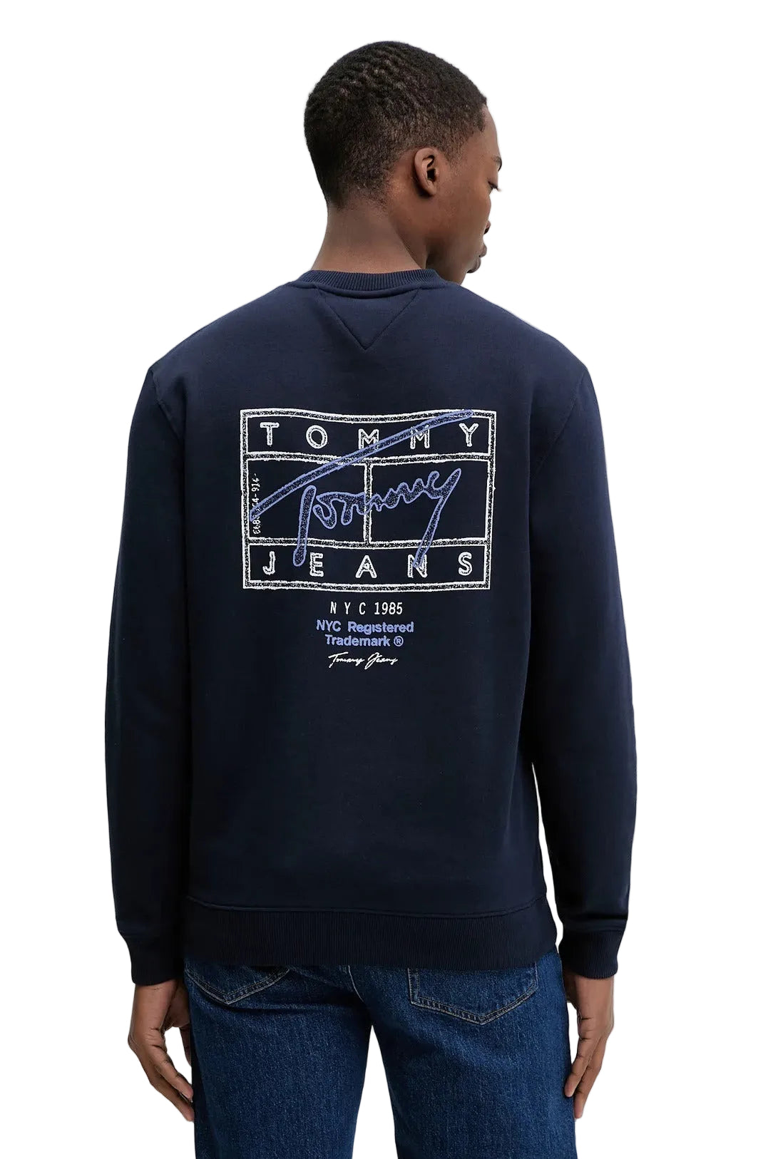 Tommy Hilfiger Felpa Maniche Lunghe Uomo Blu Stampa Logo Felpe - foto prodotto