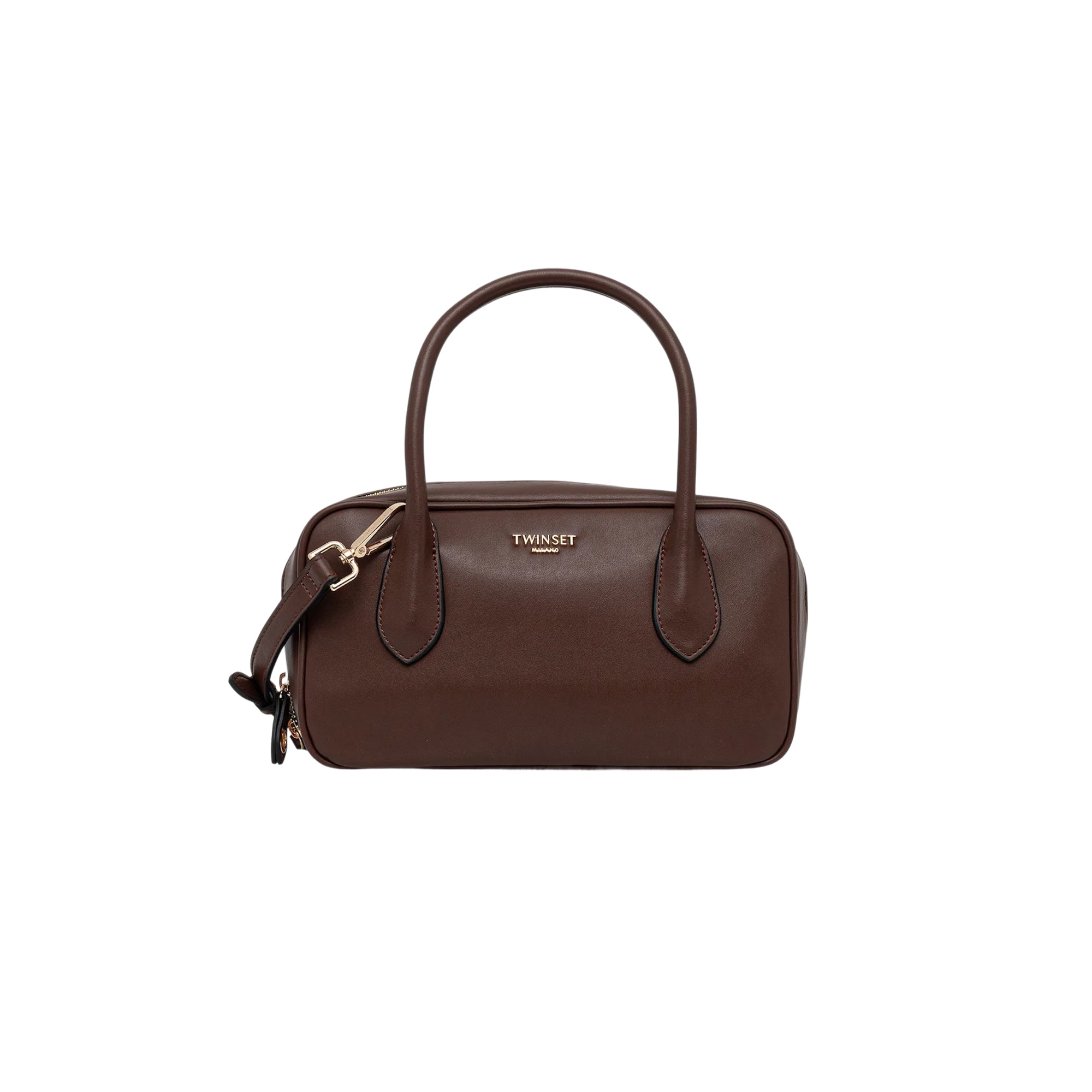 TWINSET Borsa Donna a Mano Marrone Bauletto con Tracolla Removibile