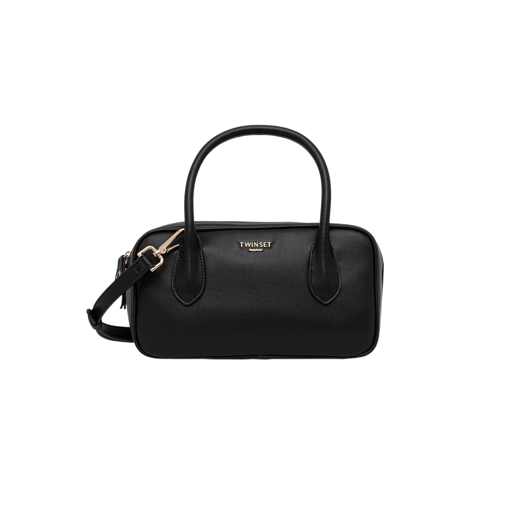 TWINSET Borsa Donna a Mano Nera Bauletto con Tracolla Removibile