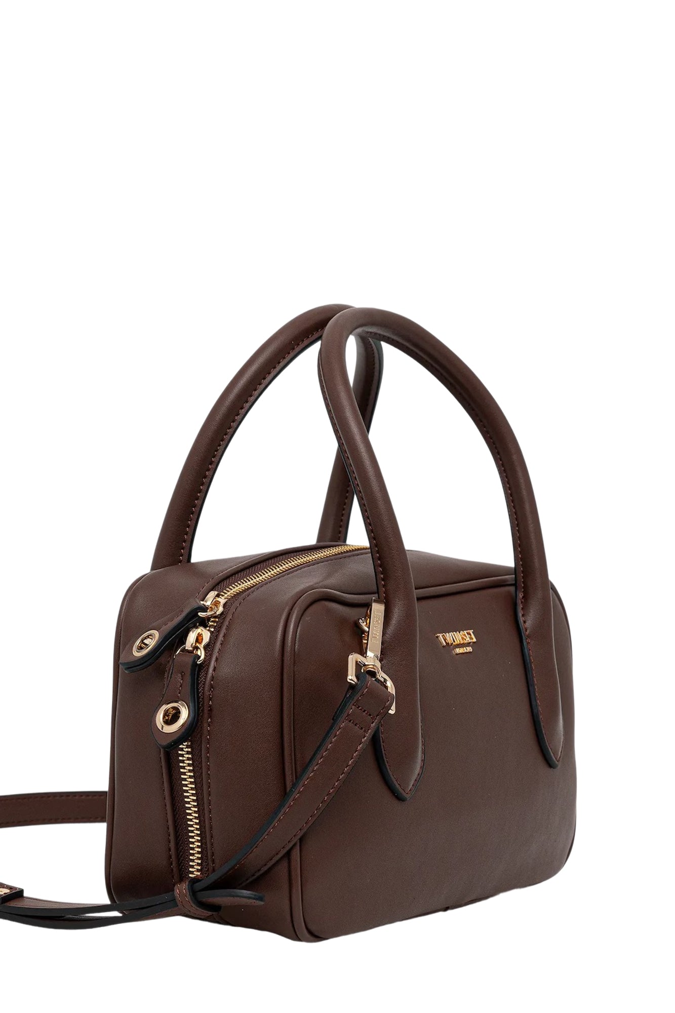 TWINSET Borsa Donna a Mano Marrone Bauletto con Tracolla Removibile