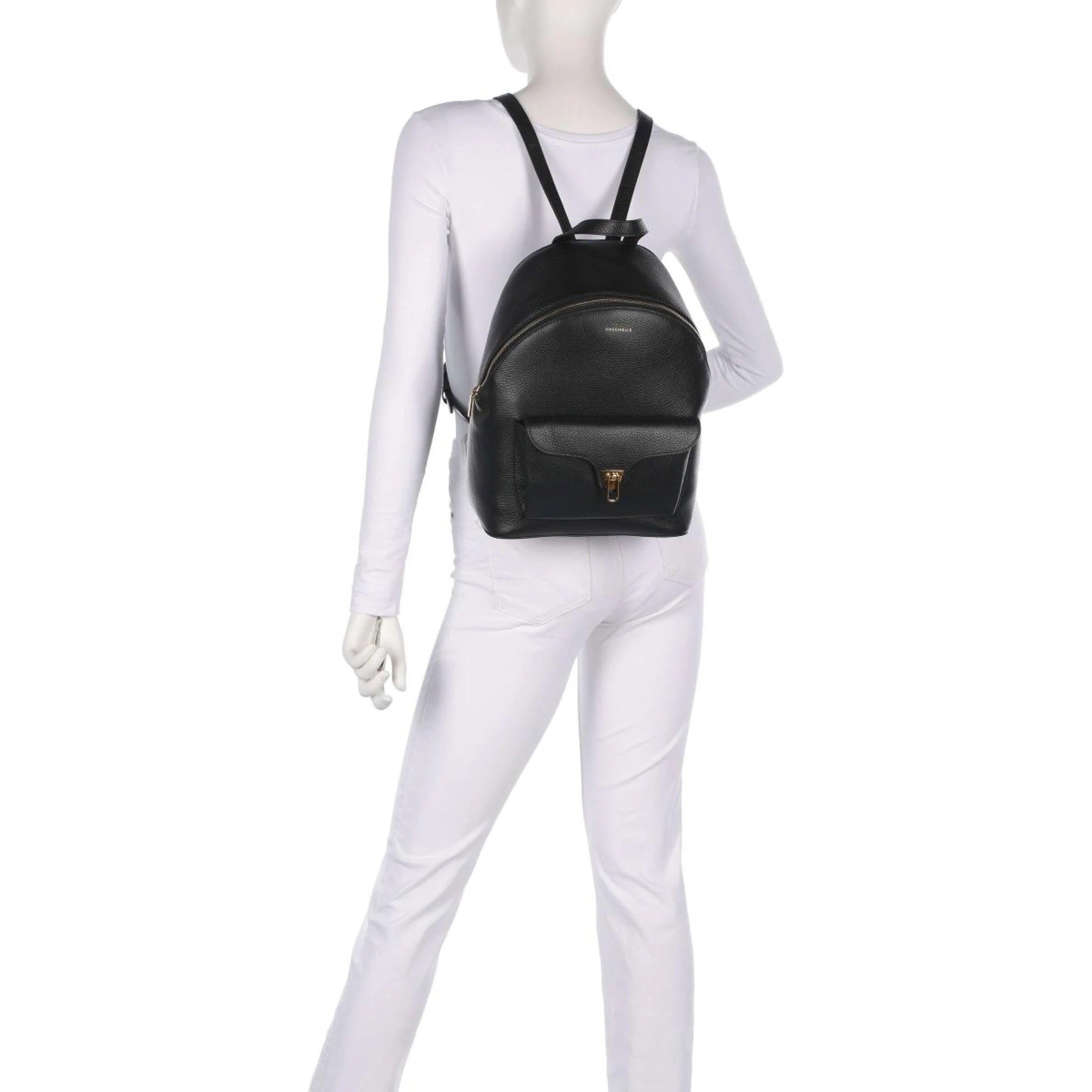 Coccinelle Zaino Donna Nero, In Vera Pelle, Beat Generation