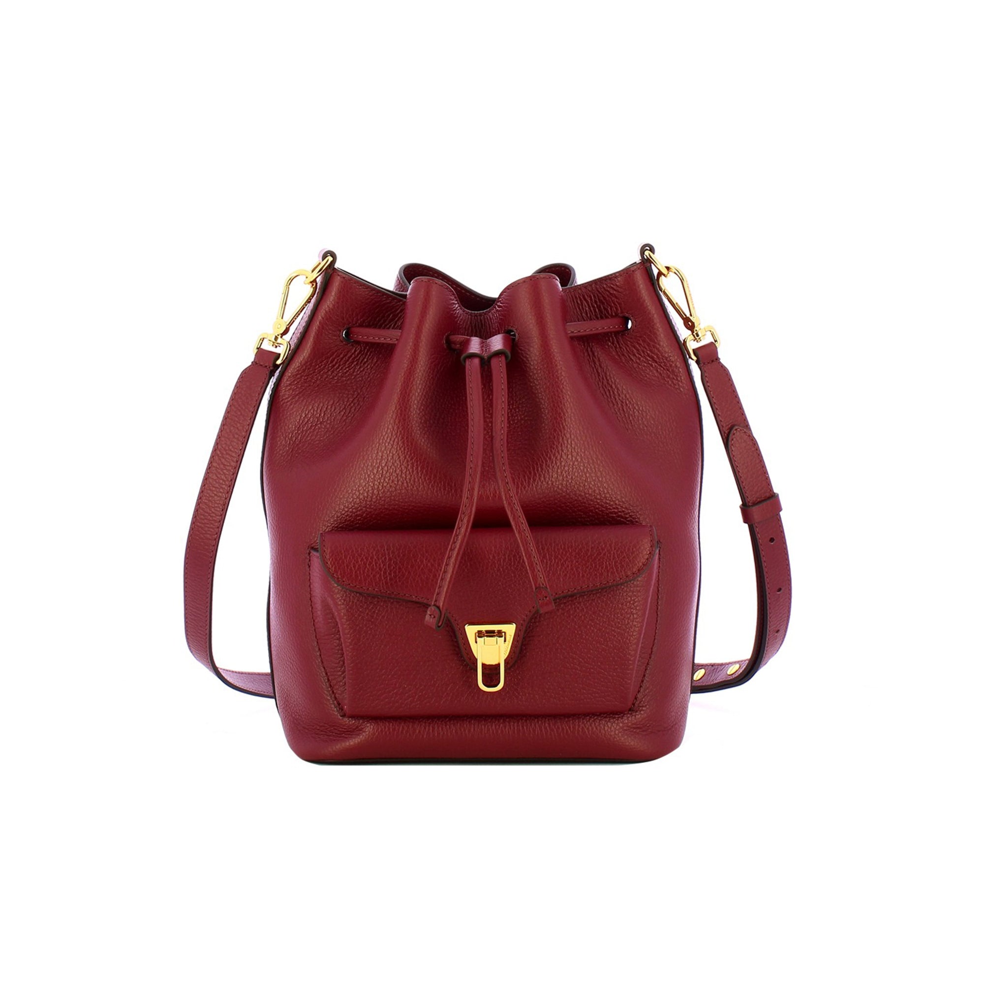 COCCINELLE Borsa Secchiello Donna Rossa, In Vera Pelle Beat Generation