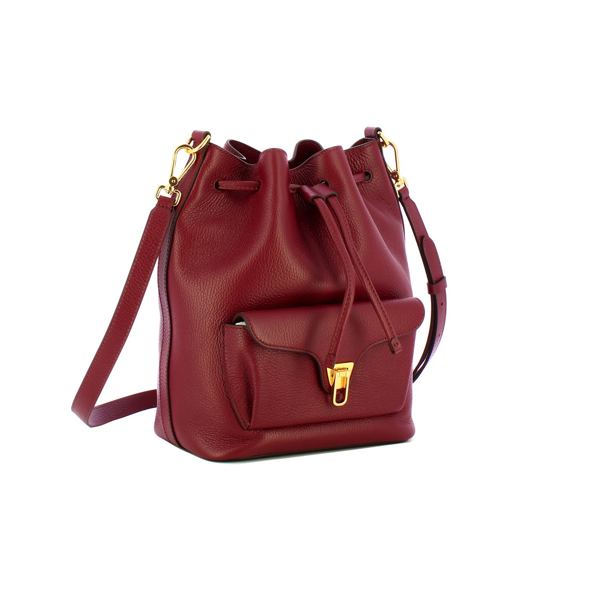 COCCINELLE Borsa Secchiello Donna Rossa, In Vera Pelle Beat Generation