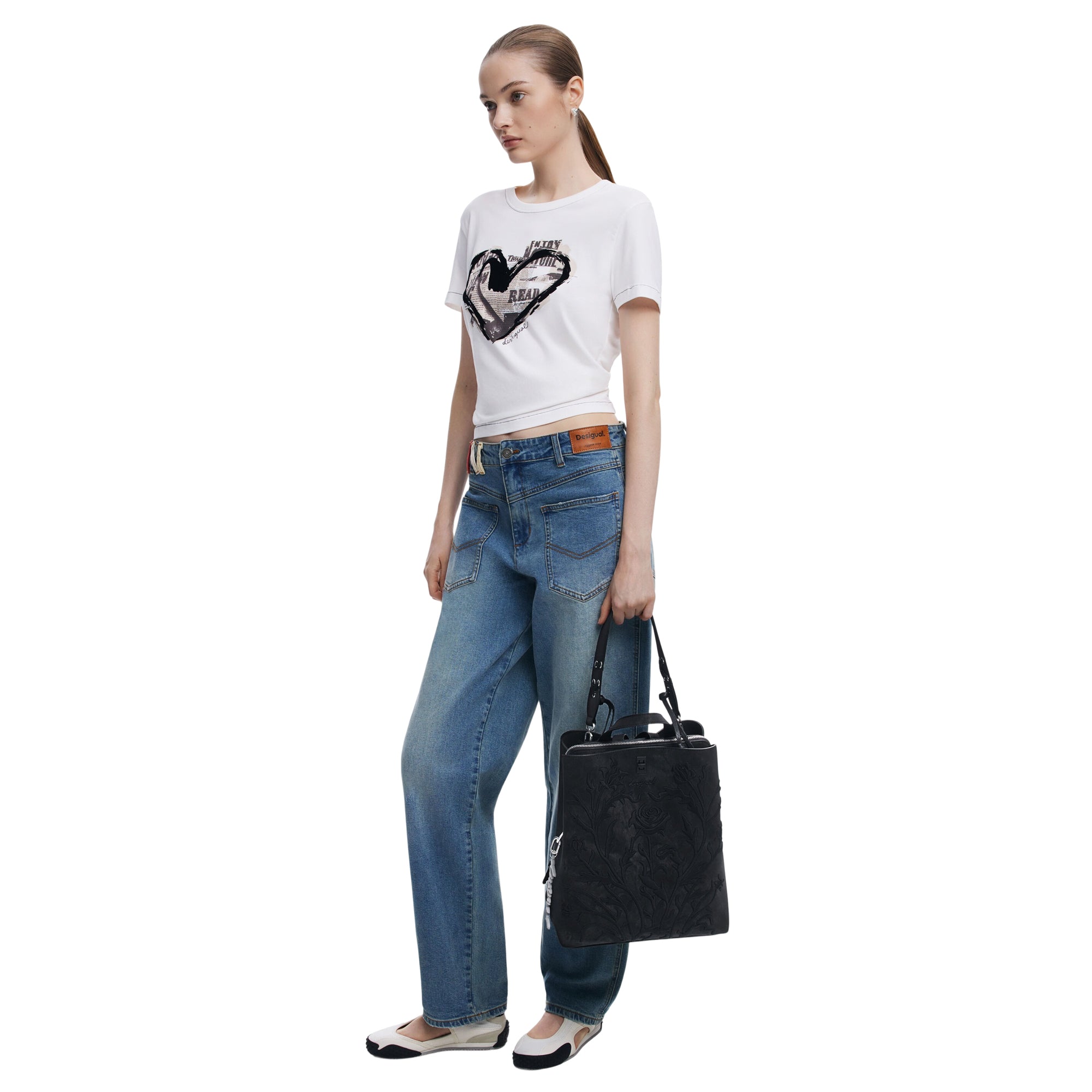DESIGUAL Zaino Donna Nero Romeo Floral con Ricamo