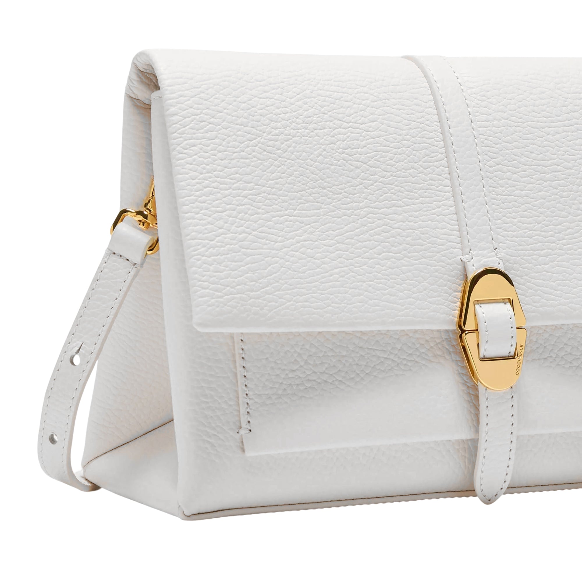 COCCINELLE Borsa Donna Bianca con Tracolla Regolabile, In Vera Pelle, Dorian Small