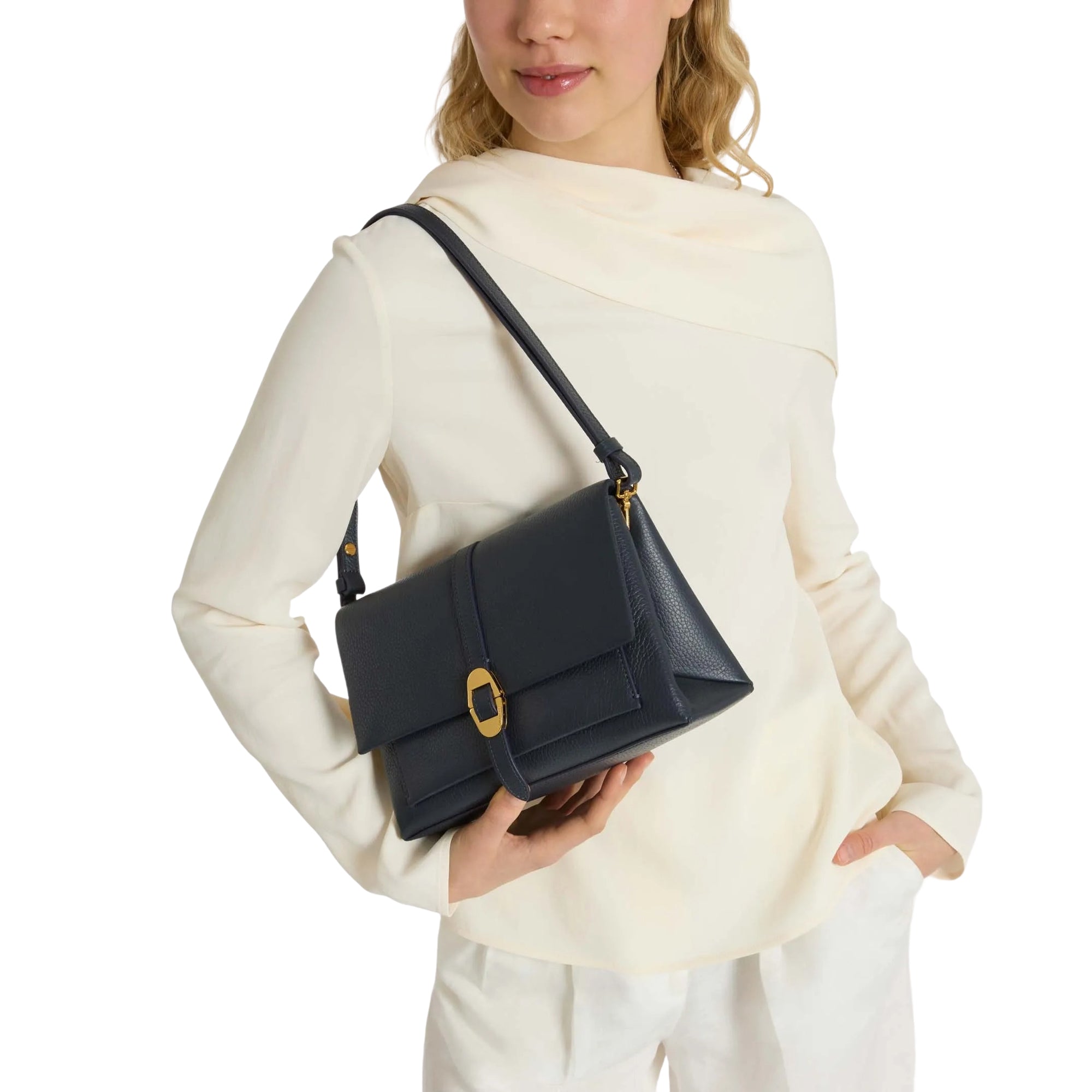 COCCINELLE Borsa Donna Bianca con Tracolla Regolabile, In Vera Pelle, Dorian Small