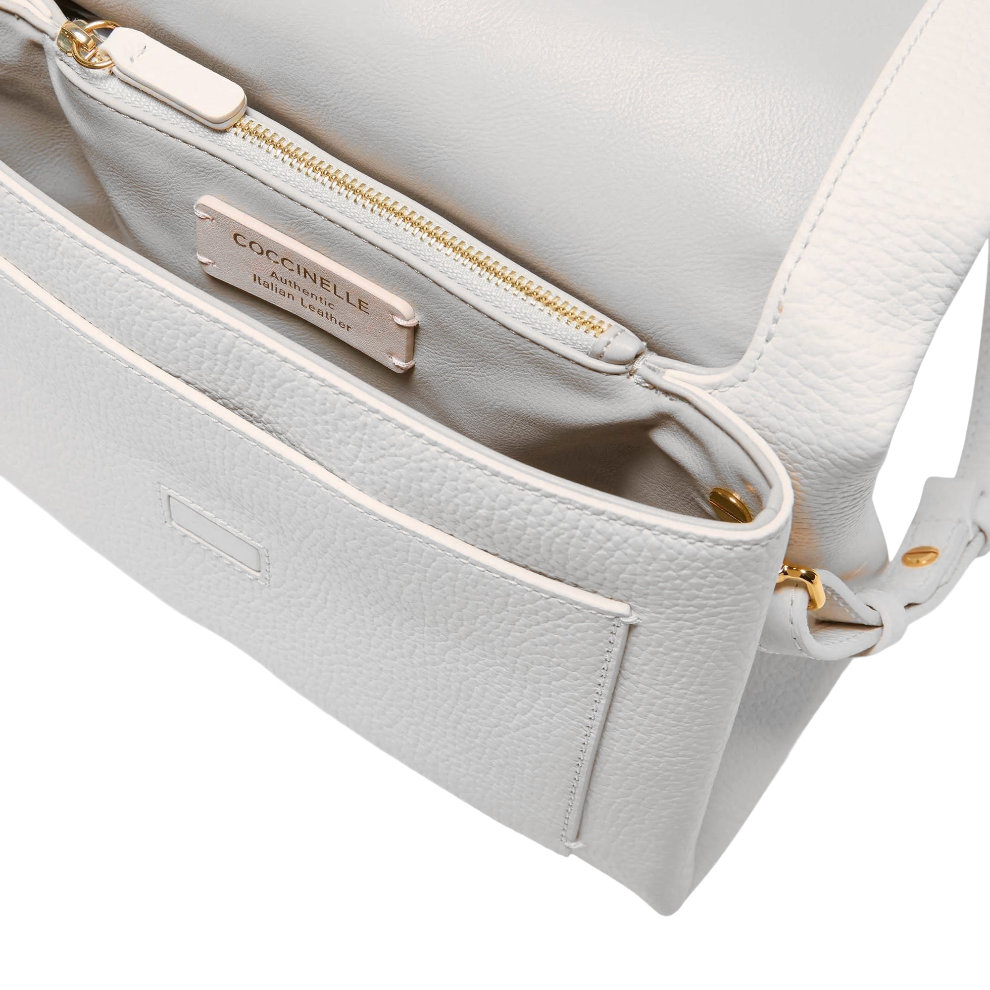 COCCINELLE Borsa Donna Bianca con Tracolla Regolabile, In Vera Pelle, Dorian Small