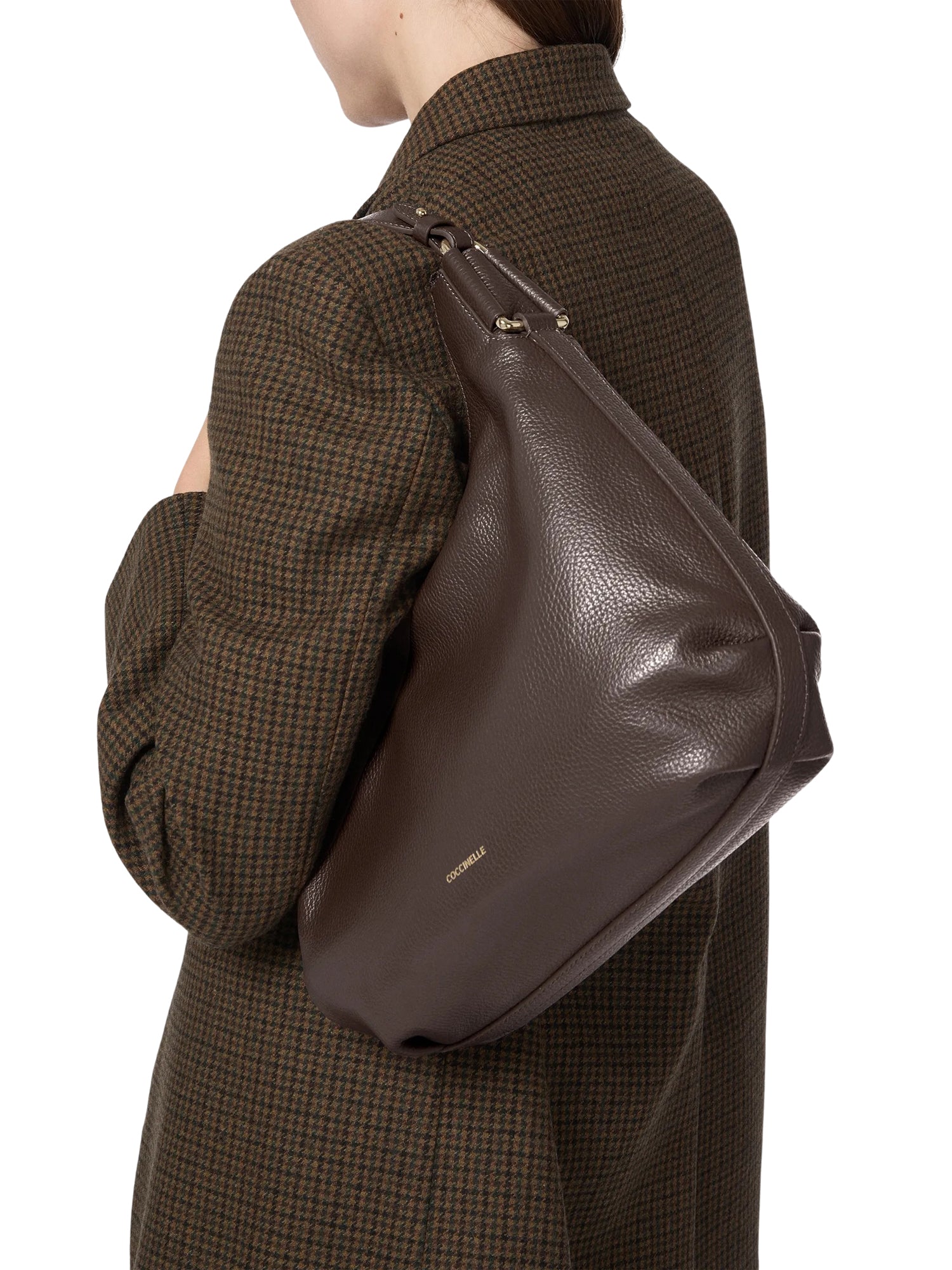 COCCINELLE Borsa Donna a Spalla Marrone Rebekka Small in Vera Pelle