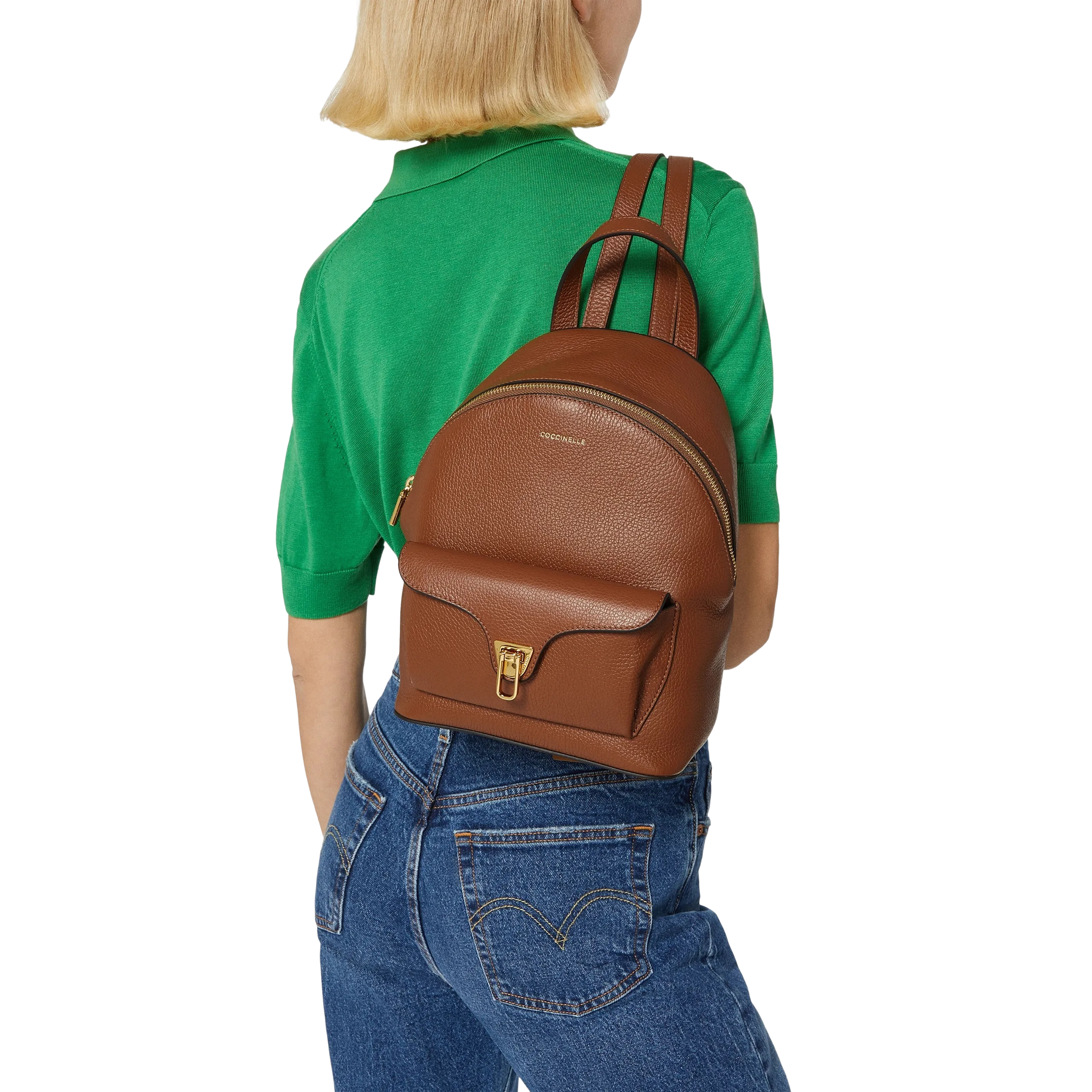 COCCINELLE Zaino Donna Marrone Beat Generation in Vera Pelle