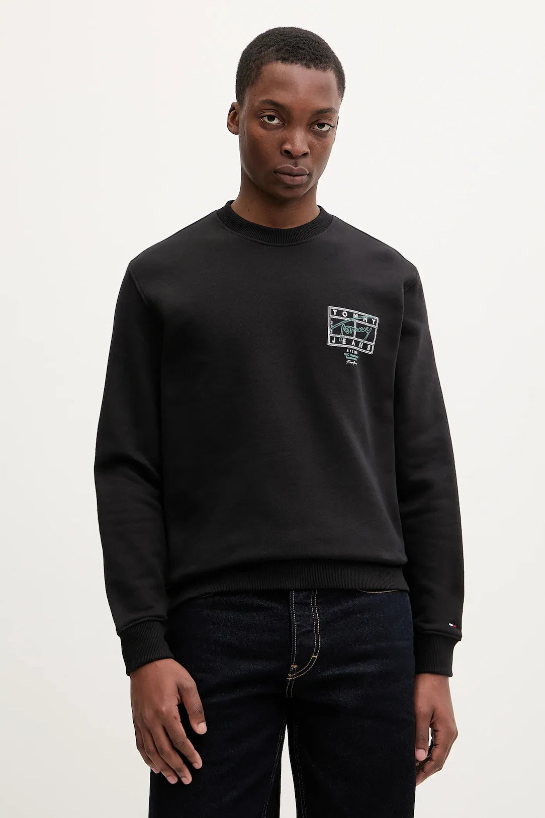 Tommy Hilfiger Felpa Maniche Lunghe Uomo Nera Stampa Logo Felpe nero - vista 2