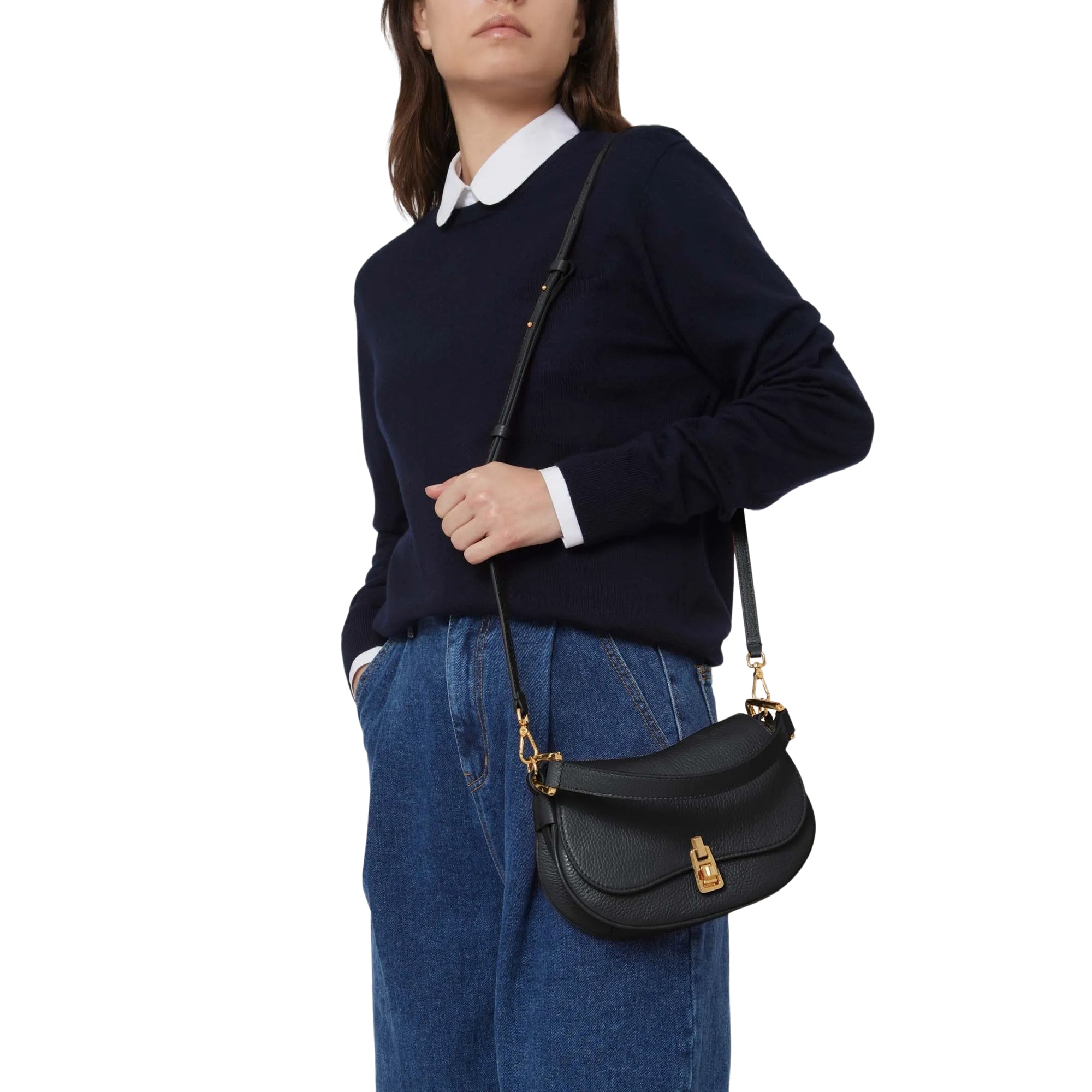 COCCINELLE Borsa Donna Piccola a Tracolla Nera, In Vera Pelle, Magie Soft Mini