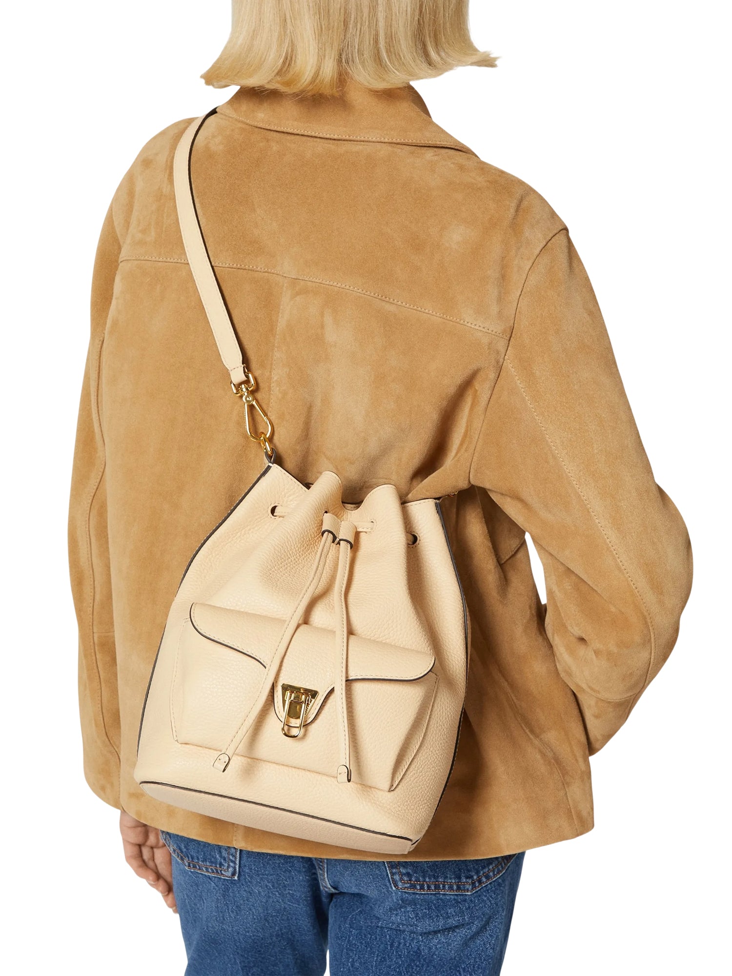 COCCINELLE Borsa Secchiello Donna Nera, In Vera Pelle Beat Generation