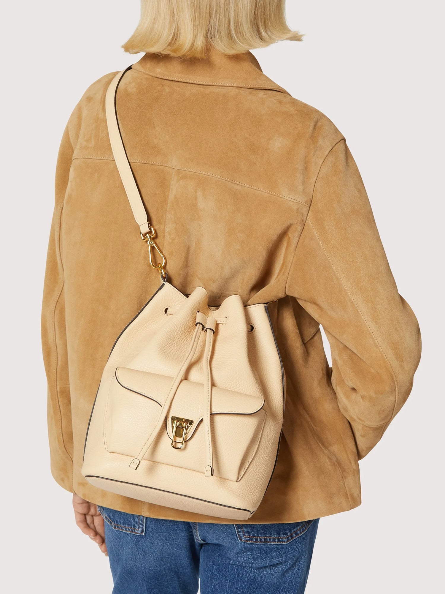 COCCINELLE Borsa Secchiello Donna Rossa, In Vera Pelle Beat Generation