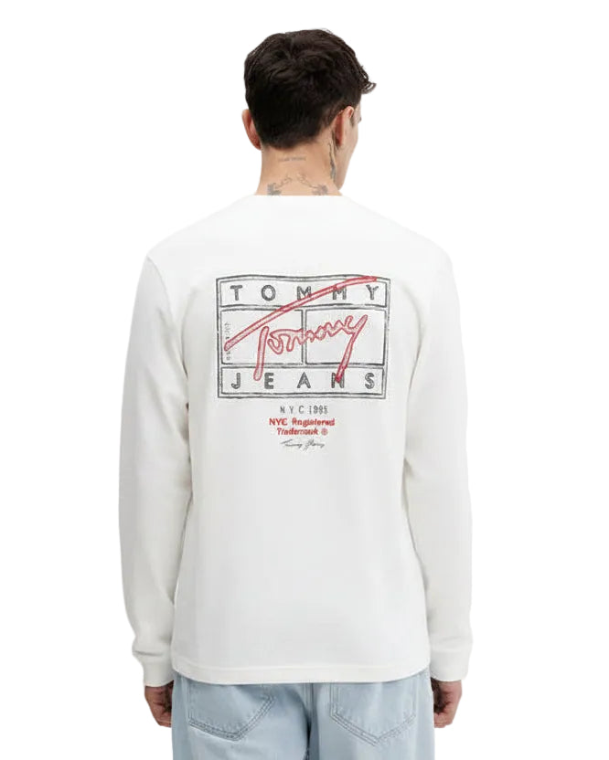 Tommy Hilfiger Felpa Maniche Lunghe Uomo Bianca Stampa Logo Felpe bianco - foto prodotto